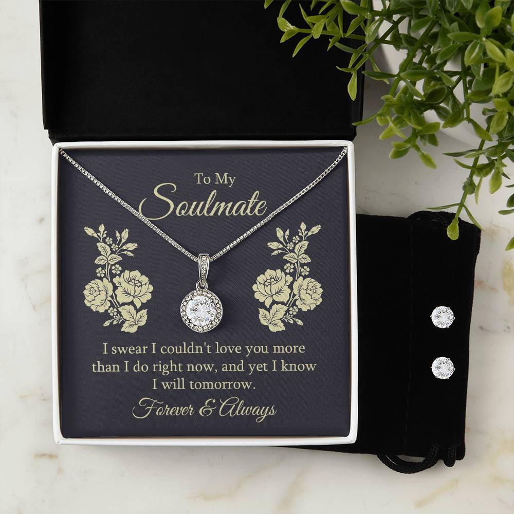 To My Soulmate Eternal Hope Necklace + Clear CZ Earrings