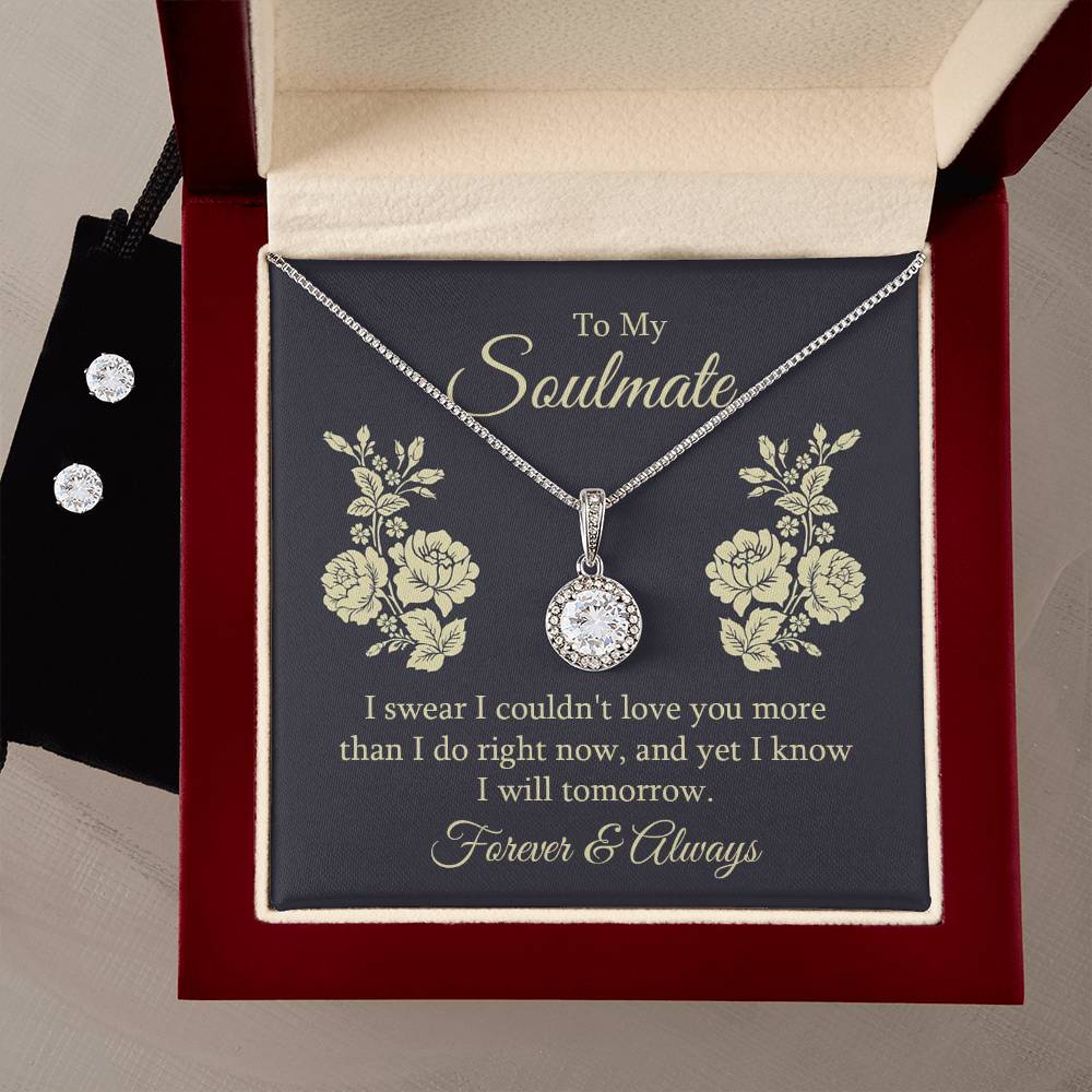 To My Soulmate Eternal Hope Necklace + Clear CZ Earrings