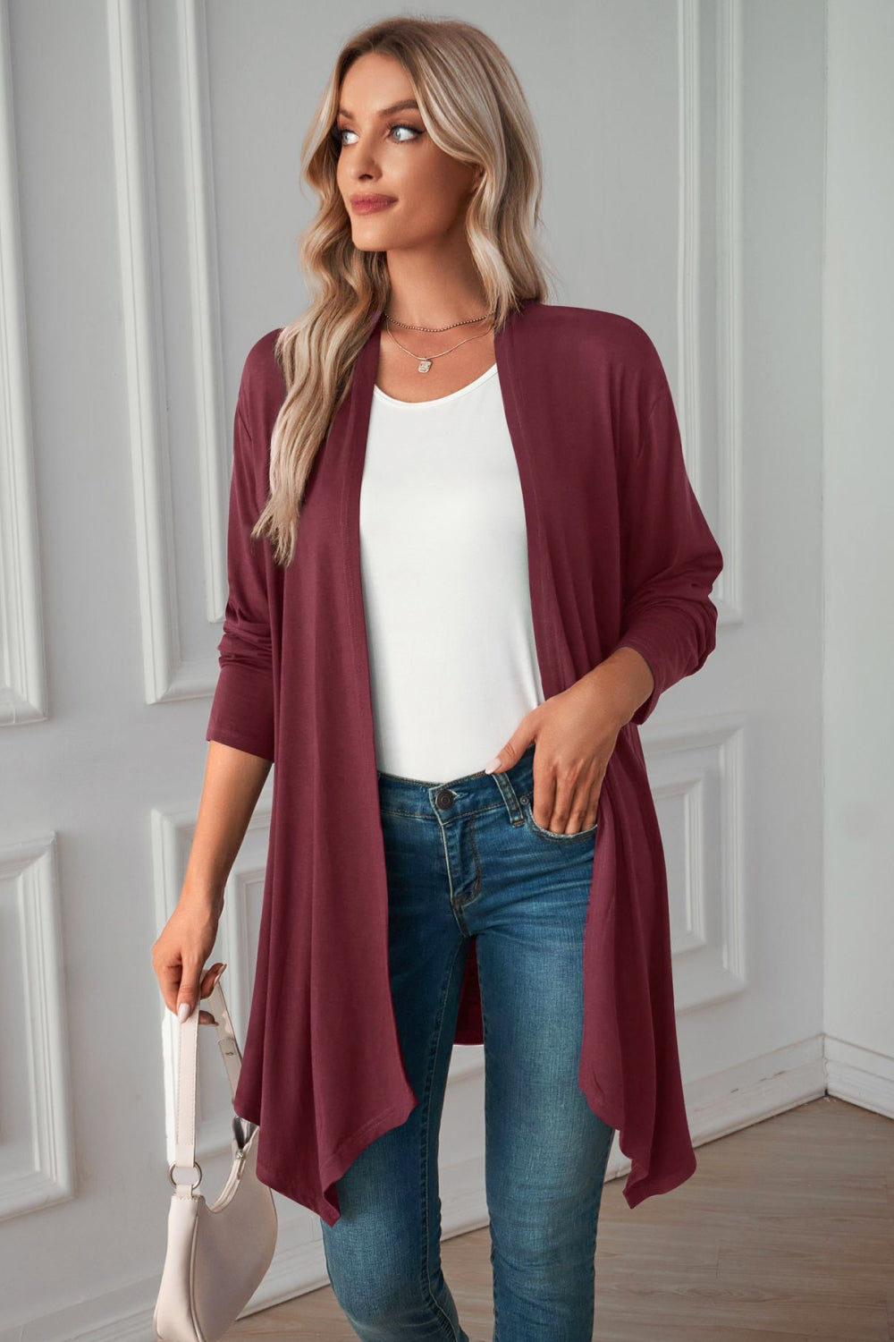 Open Front Long Sleeve Cardigan