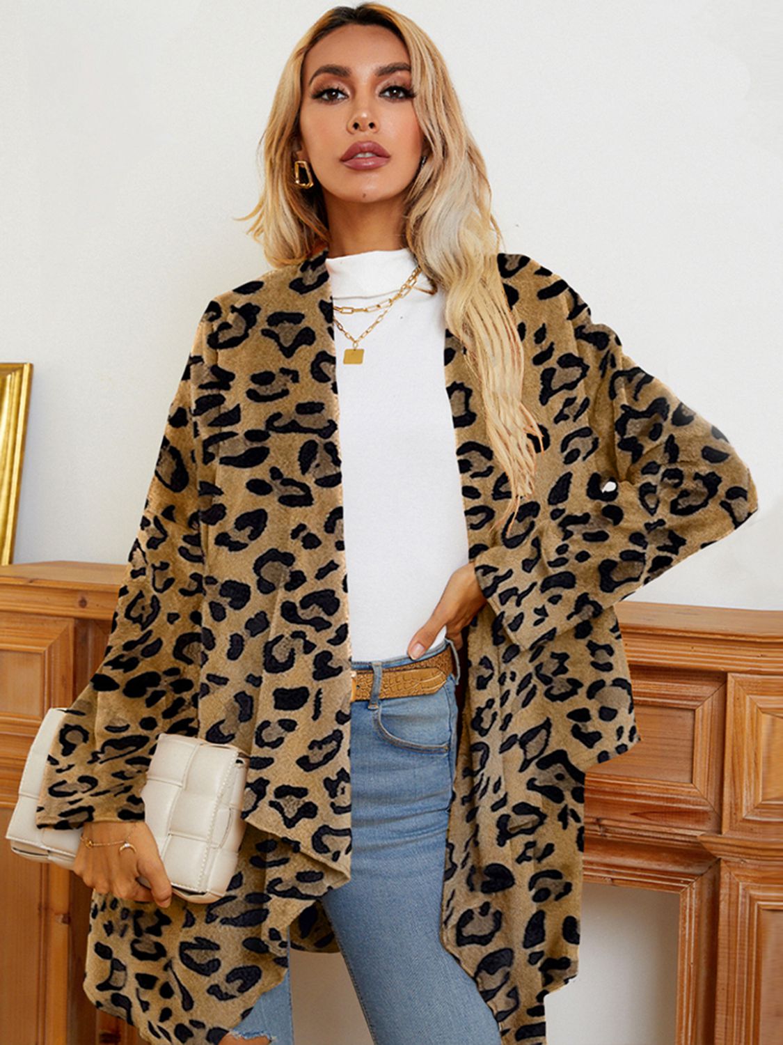 Leopard Long Sleeve Open Front Cardigan