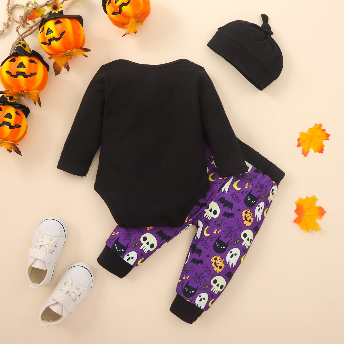 MY FIRST HALLOWEEN Graphic Round Neck Bodysuit and Printed Long Pants Set