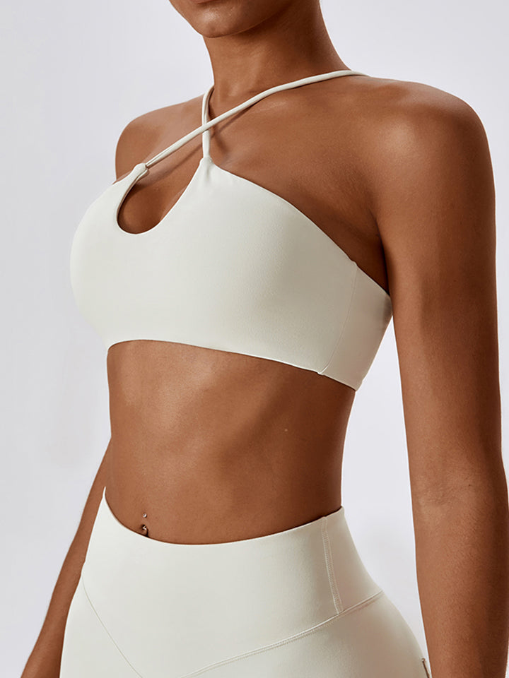 Cropped Halter Neck Sports Bra