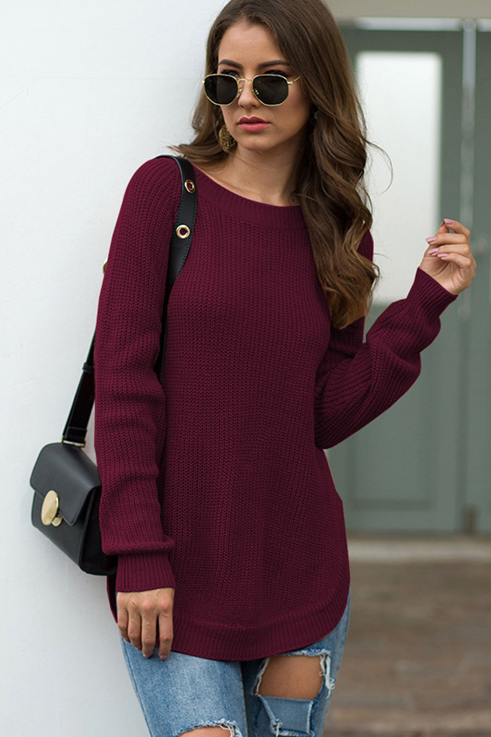 Round Neck Ribbed Knit Top