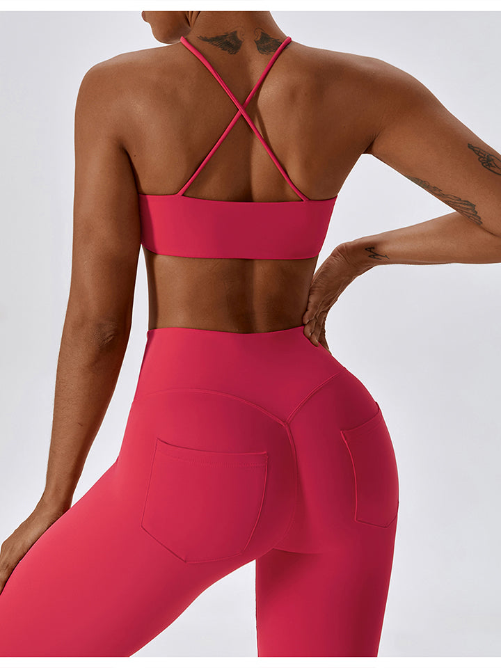 Cropped Halter Neck Sports Bra