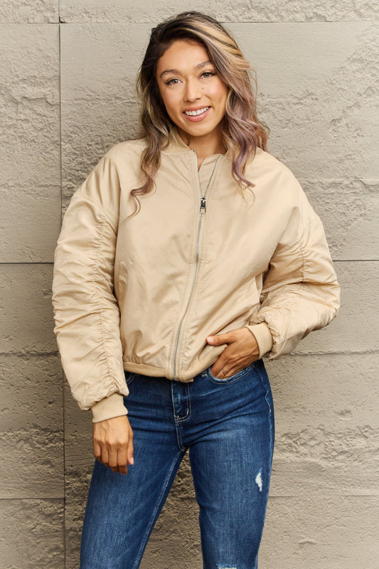 Dropped Shoulder Zip-Up Jacket