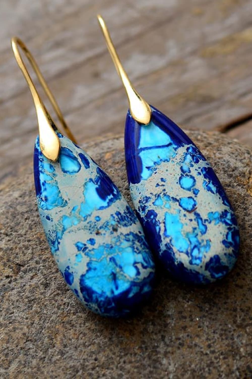 Handmade Teardrop Shape Natural Stone Dangle Earrings